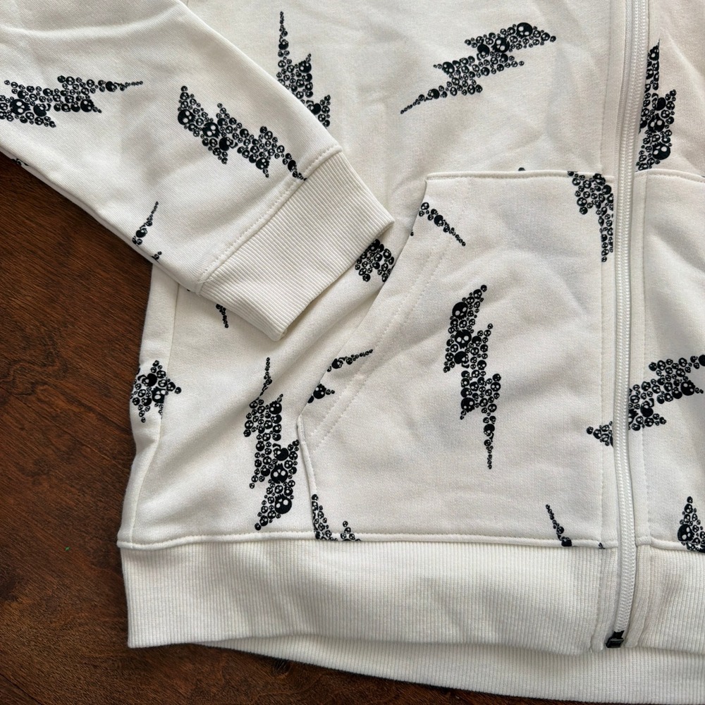 Cat and Jack Boys Lightning Bolt Skull Print Full Zip Hoodie Sweatshirt XL NEW - Picture 2 of 5